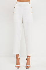 High Waisted Buttoned Trousers (Black, White)