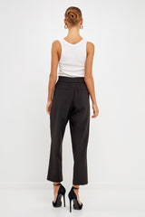 High Waisted Buttoned Trousers (Black, White)
