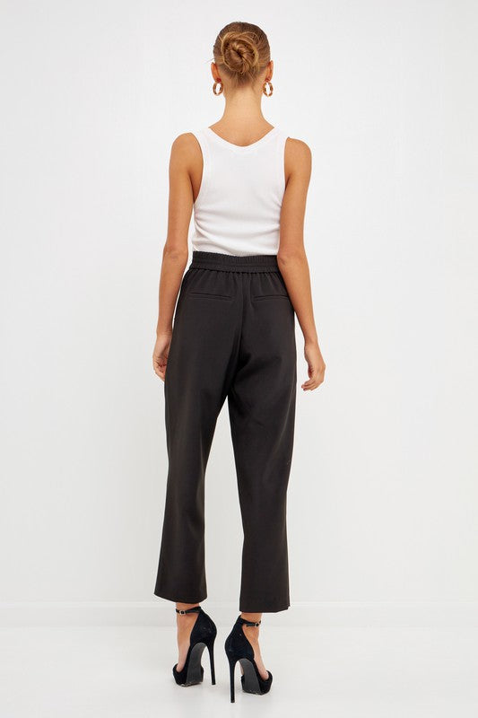 High Waisted Buttoned Trousers (Black, White)