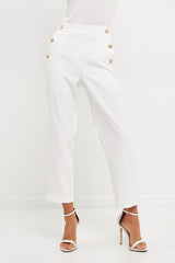 High Waisted Buttoned Trousers (Black, White)