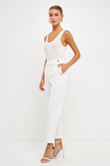 High Waisted Buttoned Trousers (Black, White)