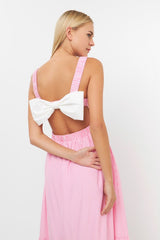 Contrast Bow Striped Maxi Dress