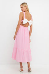 Contrast Bow Striped Maxi Dress