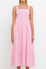 Contrast Bow Striped Maxi Dress