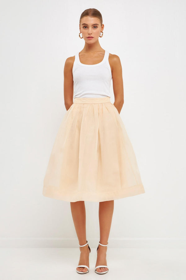 Organza A-Line Midi Skirt