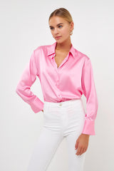 Silky Button Up Top (Pink)