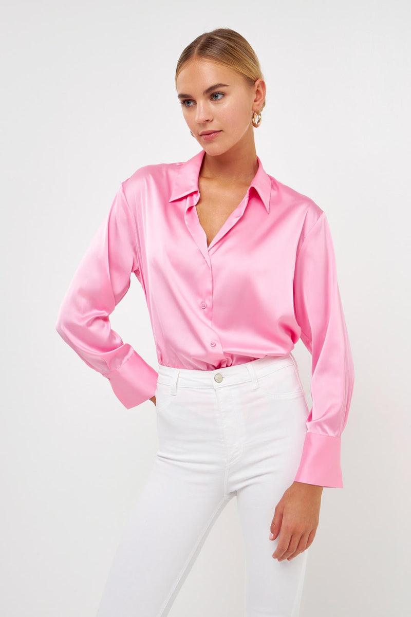 Silky Button Up Top (Pink)