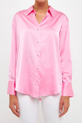 Silky Button Up Top (Pink)