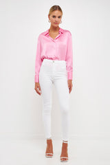 Silky Button Up Top (Pink)