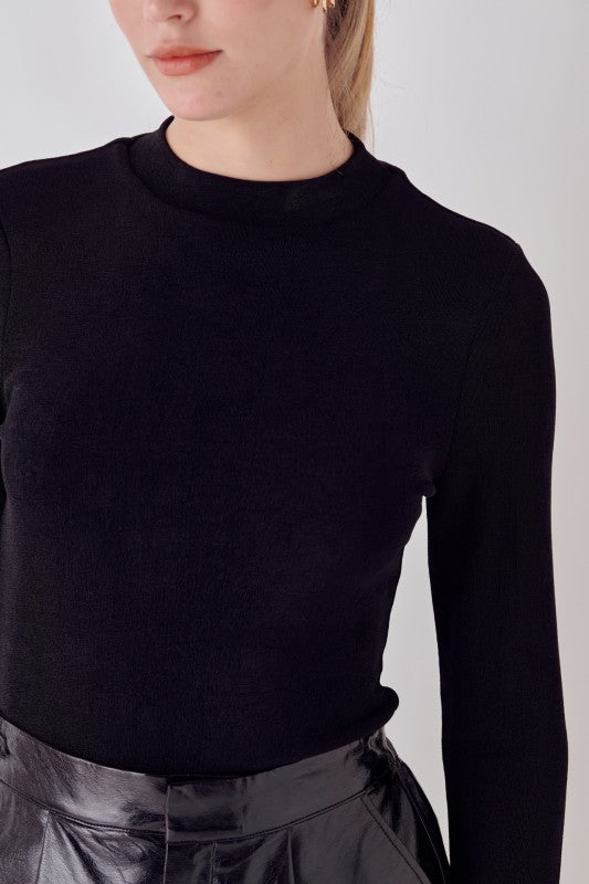 Mock-Neck Long Sleeve Top (2 Color Ways)