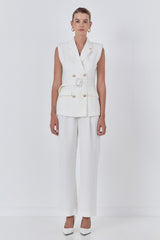 Shoulder Pad Belted Blazer