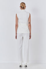 Shoulder Pad Belted Blazer