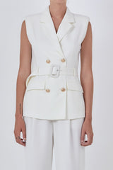Shoulder Pad Belted Blazer