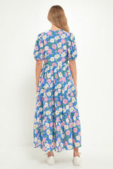 Floral Puff Sleeve Midi Dress