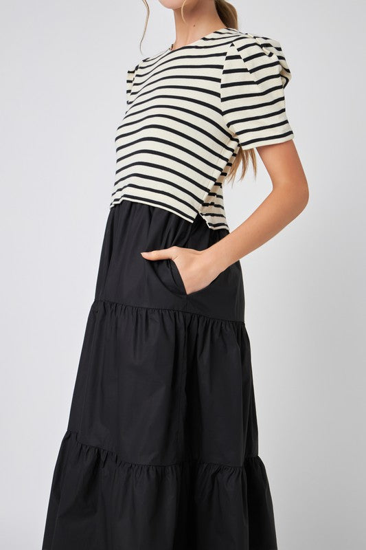 Short Sleeve Mixed Media Dress
