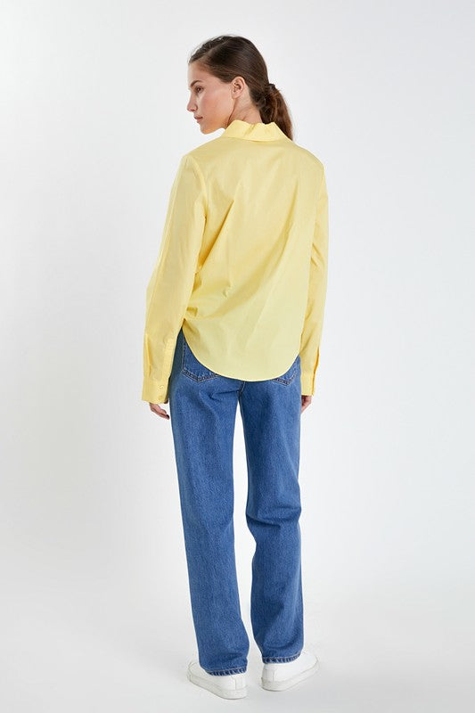 Accent Collar Poplin Dress Shirt (Yellow, Fuchsia, Lavender, Blue))