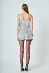 Sequin Cowl Neck Romper