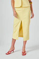 Front Slit Linen Maxi Skirt