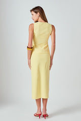 Front Slit Linen Maxi Skirt