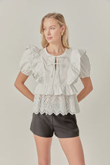 Cotton Eyelet Blouse Top