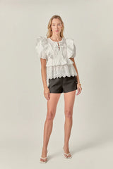 Cotton Eyelet Blouse Top