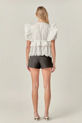Cotton Eyelet Blouse Top