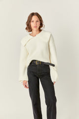 Ivory Chunky Ribbed Knit Sweater