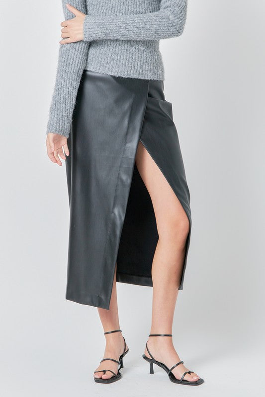 Stylish Black Leather Skirt