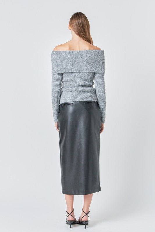 Stylish Black Leather Skirt