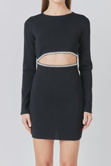 Sleek Black Cutout Knit Dress