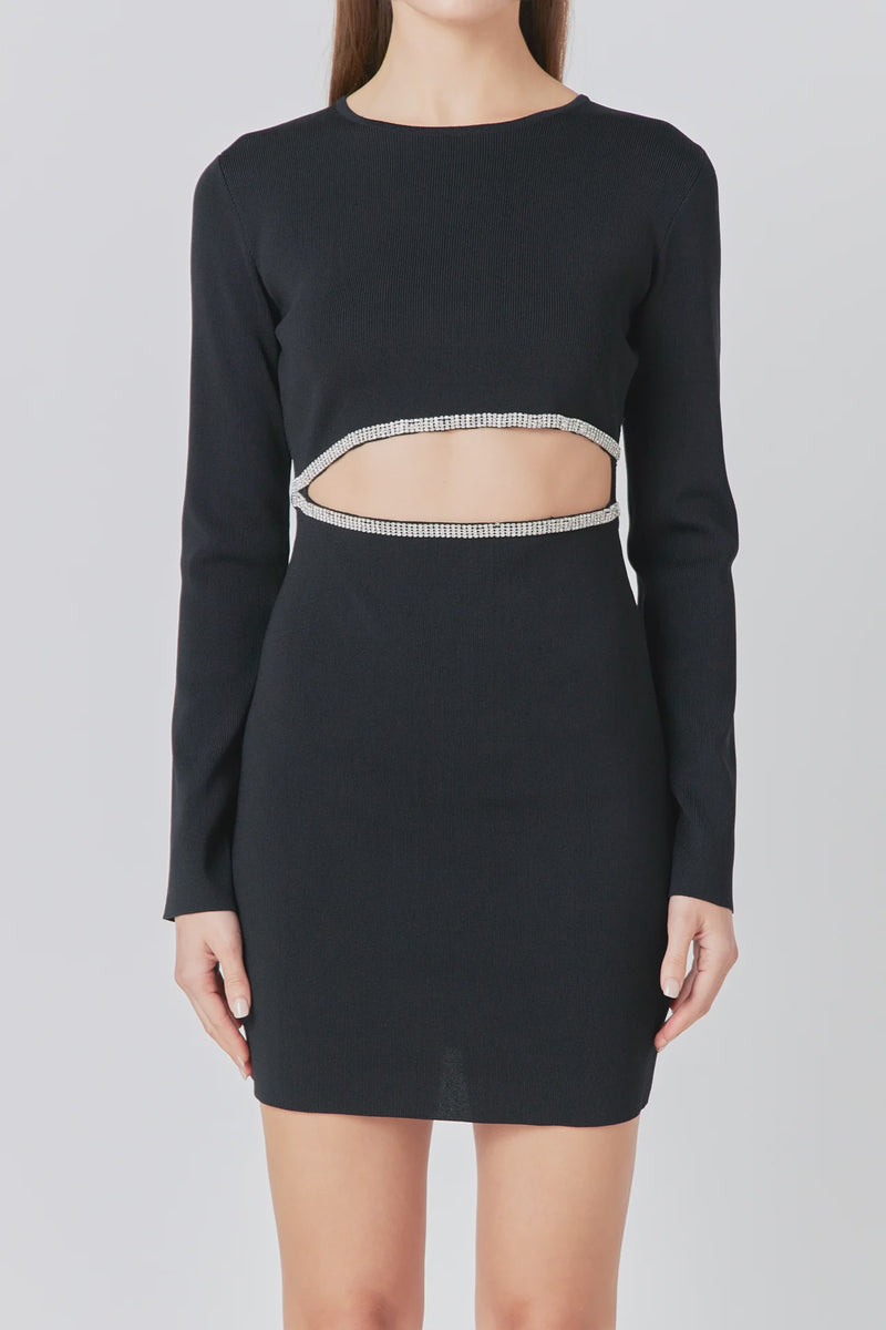 Sleek Black Cutout Knit Dress