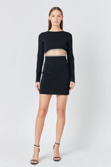 Sleek Black Cutout Knit Dress