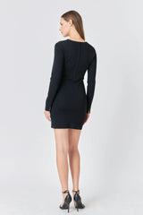 Sleek Black Cutout Knit Dress