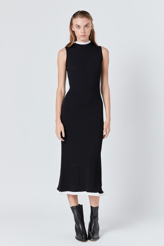 Ruffled Details Knit Maxi Dress