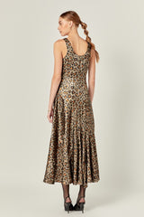 Leona Leopard Satin Maxi Dress