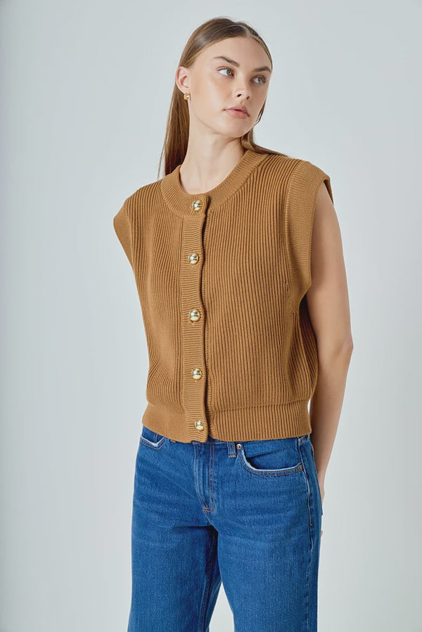 Sleeveless Camel Top