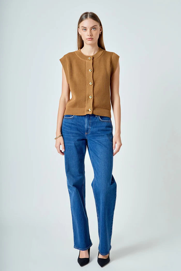 Sleeveless Camel Top