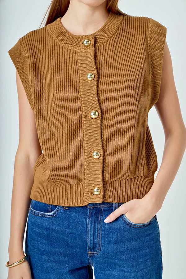 Sleeveless Camel Top