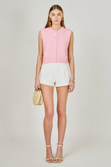 Textured Sleeveless Buttoned Vest Top