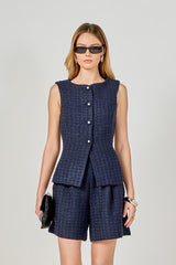 Tweed Buttoned Sleeveless Vest