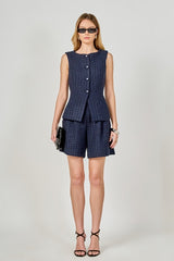 Tweed Buttoned Sleeveless Vest
