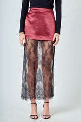 Satin & Lace Maxi Skirt