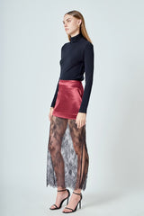 Satin & Lace Maxi Skirt