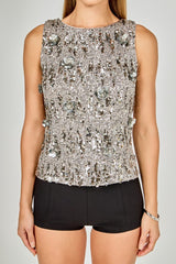 Floral Appliqué Sequin Top