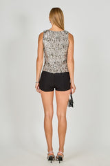 Floral Appliqué Sequin Top