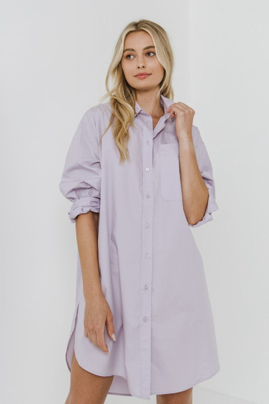 Classic Collared Dress Shirt (Lavender, Green)