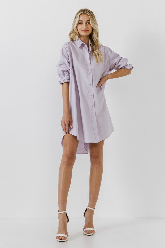 Classic Collared Dress Shirt (Lavender, Green)