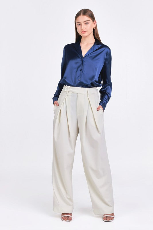 Classic Satin Over Shirt (Navy, Taupe)