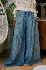 Blooming Tiered Denim Palazzo Pants