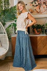 Blooming Tiered Denim Palazzo Pants